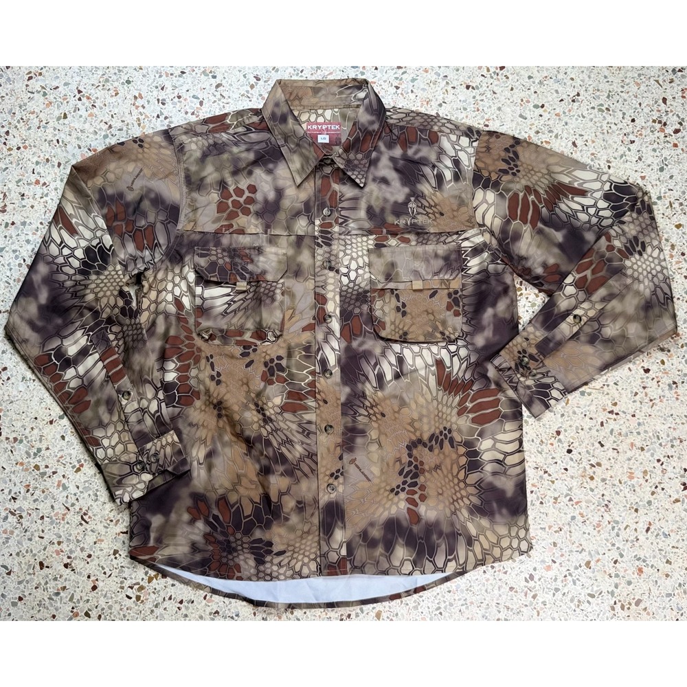 Kryptek Men's Camo Button Up Long Sleeve Shirt Size Large